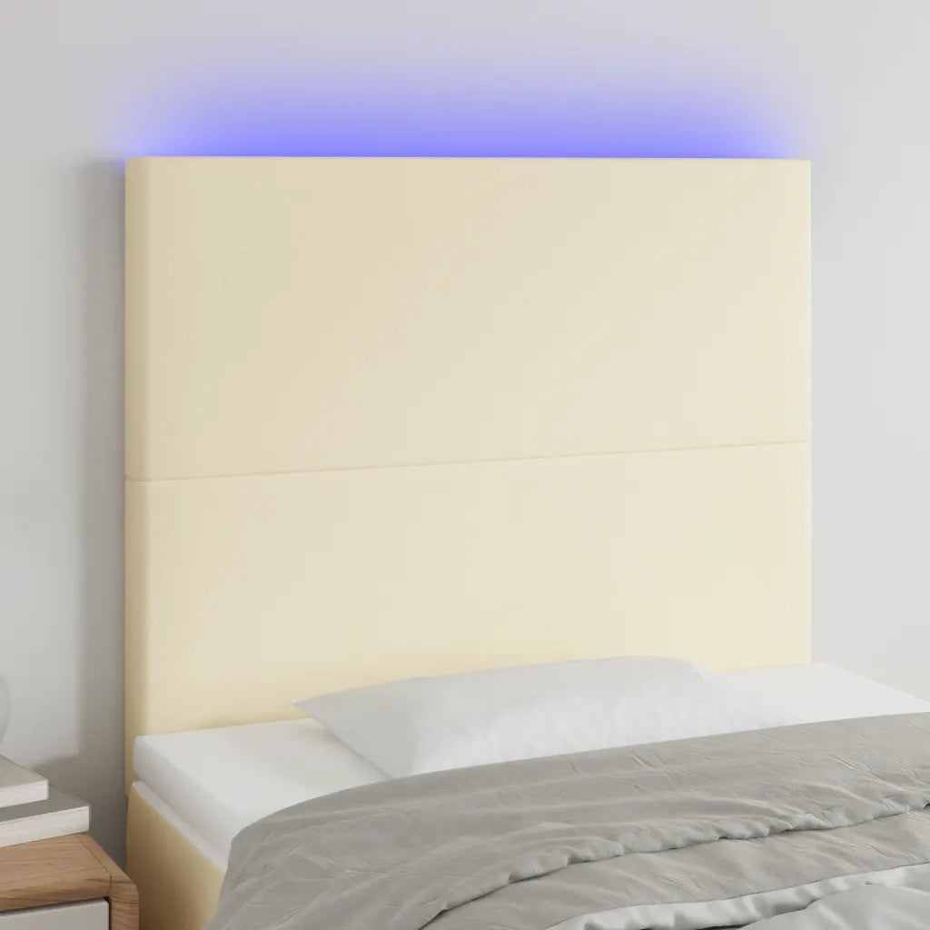 Testiera | Testata a LED Crema 100x5x118/128 cm in Similpelle