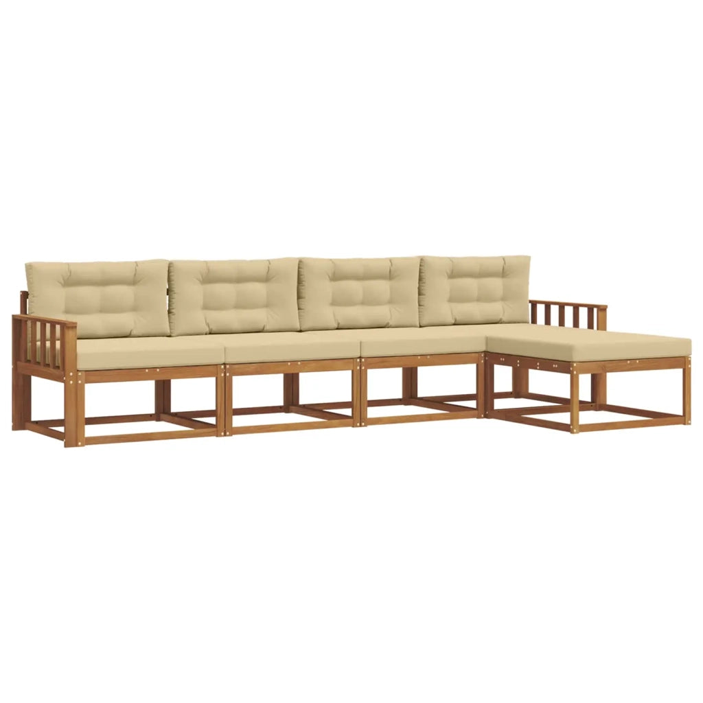 Set di divani da esterno con cuscino 5 pcs Naturale e Beige 3367436