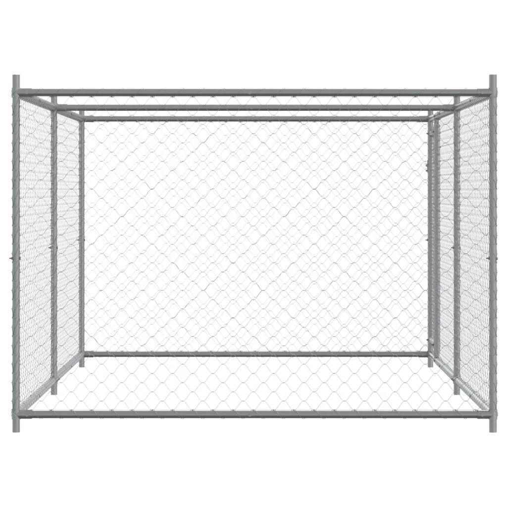 Gabbia per Cani con Porta Grigia 4x2x1,5 m in Acciaio Zincato