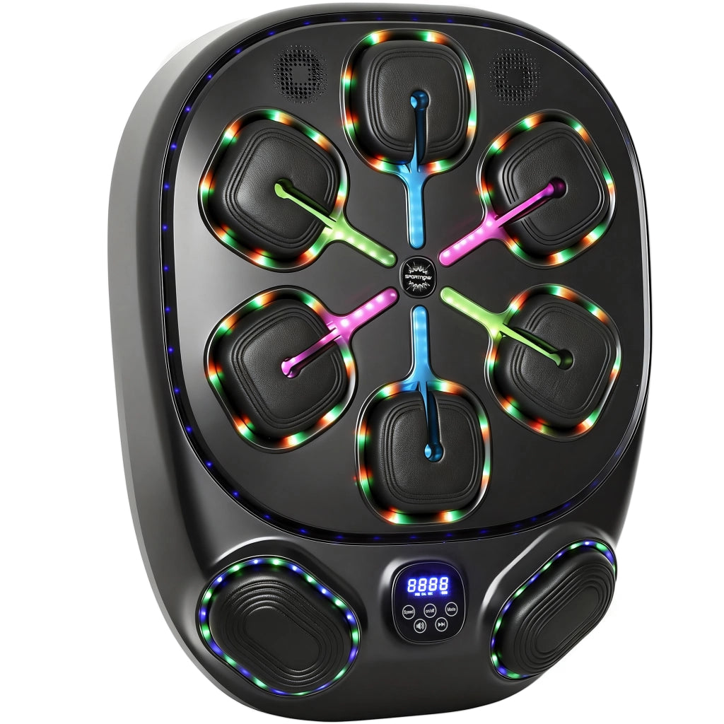 Macchina da Boxe Musicale a Parete ¨C Xylo ¨C 9 Modalit¨¤, LED, Bluetooth, 61x48x11 cm, Nero