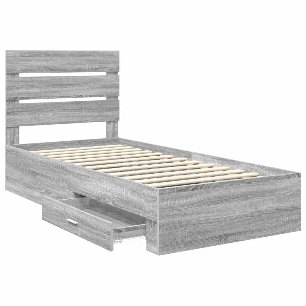 Struttura del letto-Giroletto Grigio Sonoma e Argento 75 x 190 cm 495834