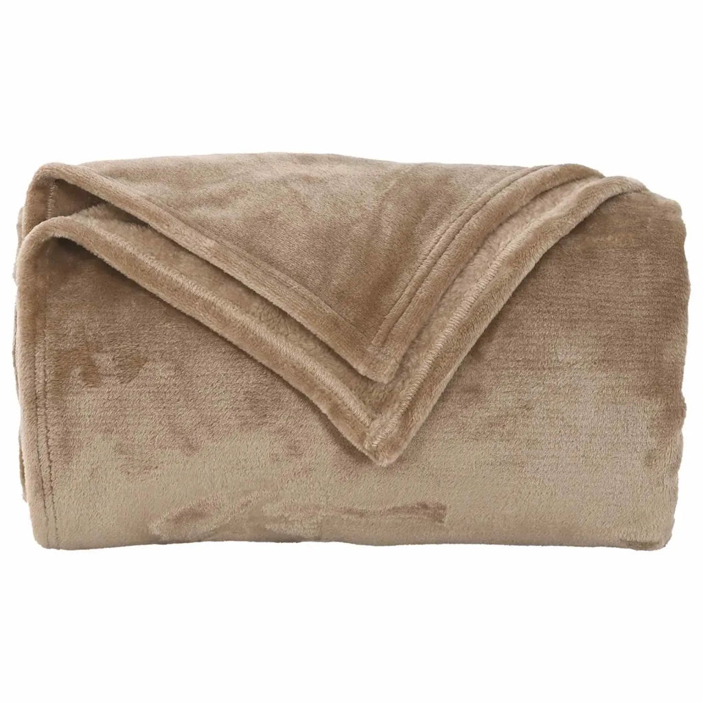 Coperte da Pile 6 pcs Cammello 220 x 240 cm Panno