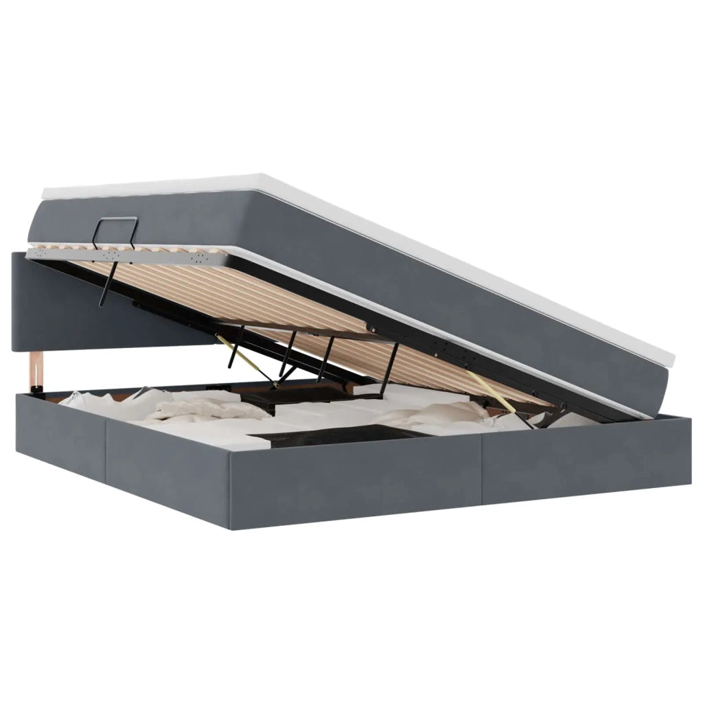Letto con Contenitore Grigio scuro 160 x 200 cm Velluto 3370708