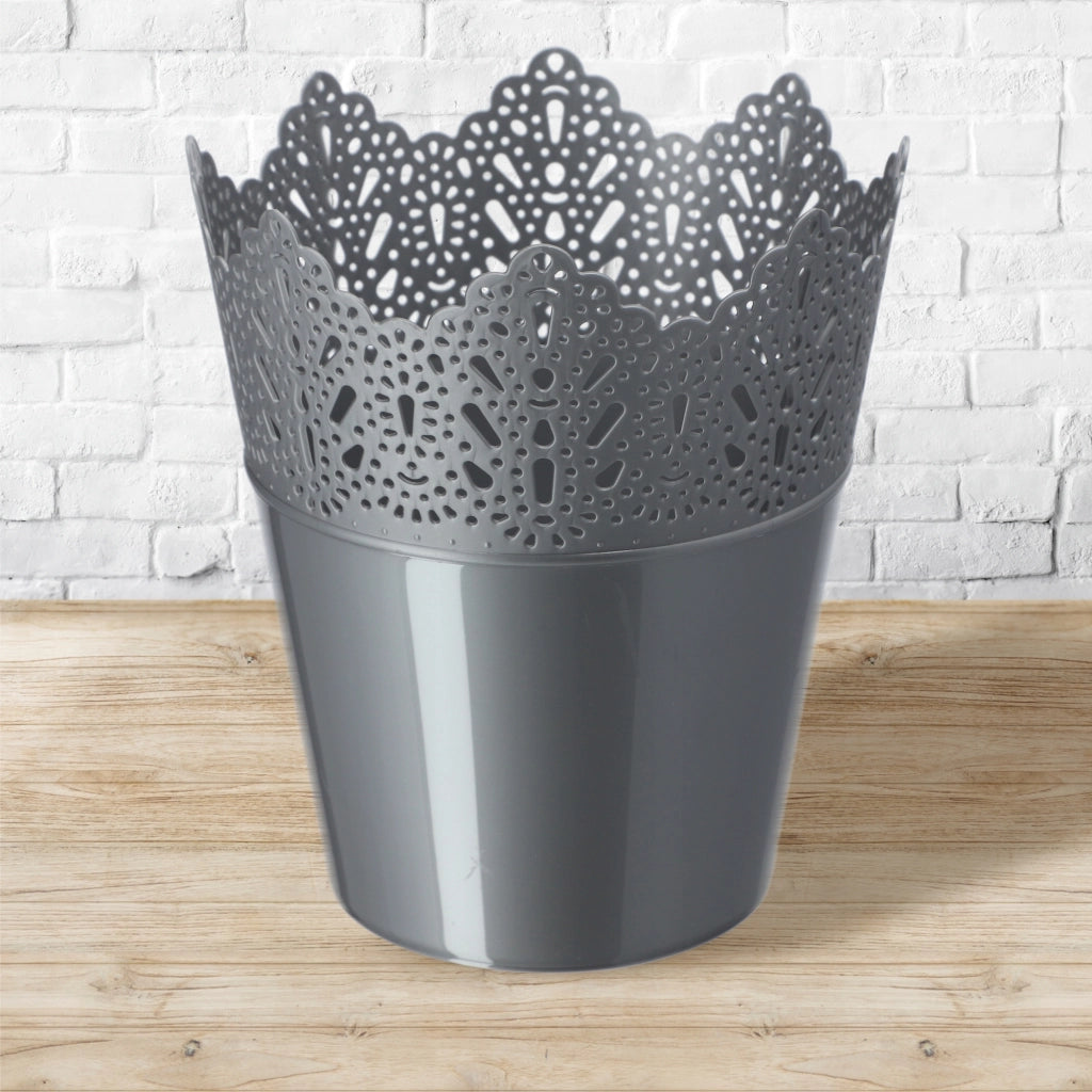 Vaso da fiori KADAX, vaso da fiori, coperchio, alto, in plastica, 16,5 cm, grigio