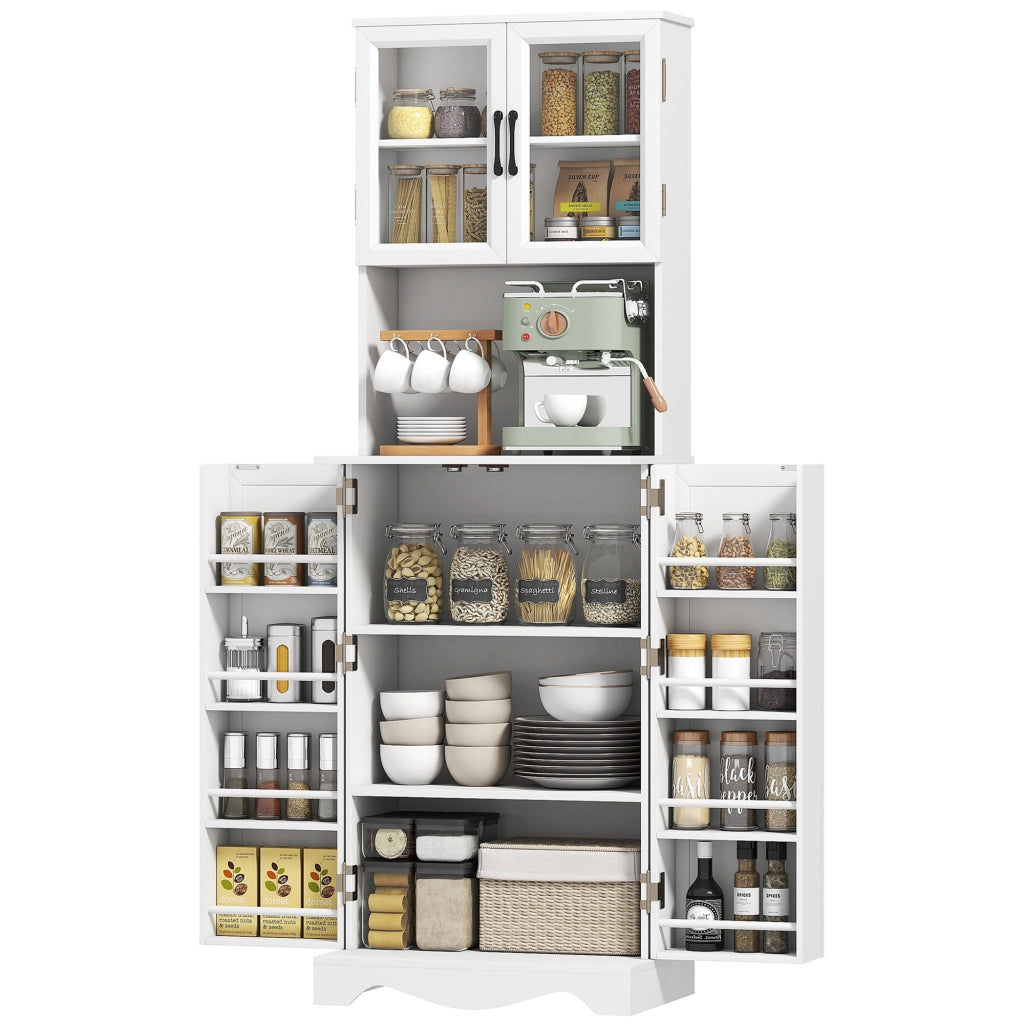 Mobile cucina alto 4 ante 8 ripiani portaspezie ¨C Xylo ¨C Bianco 60x39,5x179,6cm