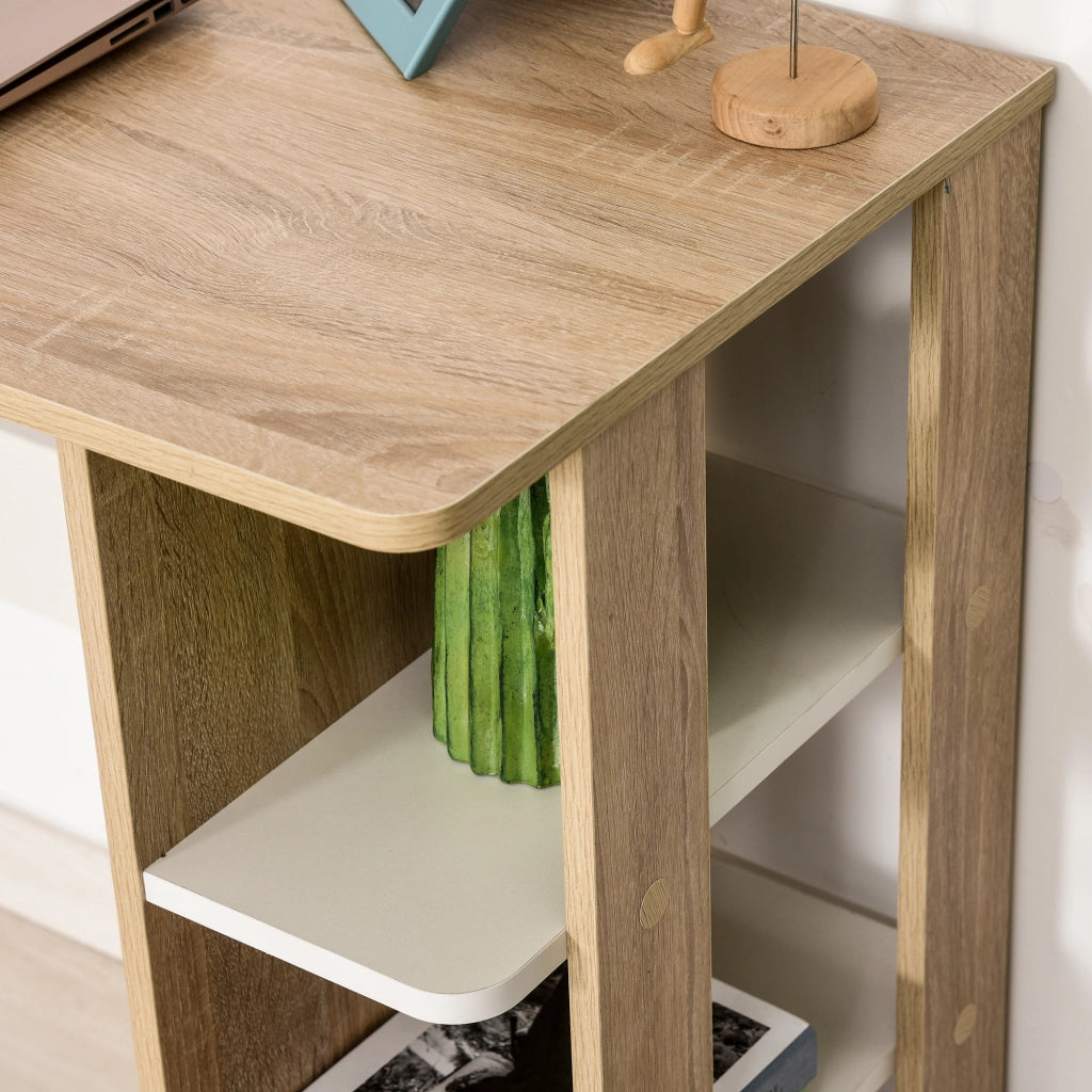 Scrivania per computer con ripiani laterali ¨C Zephmum ¨C Legno rovere chiaro 100x44x74 cm