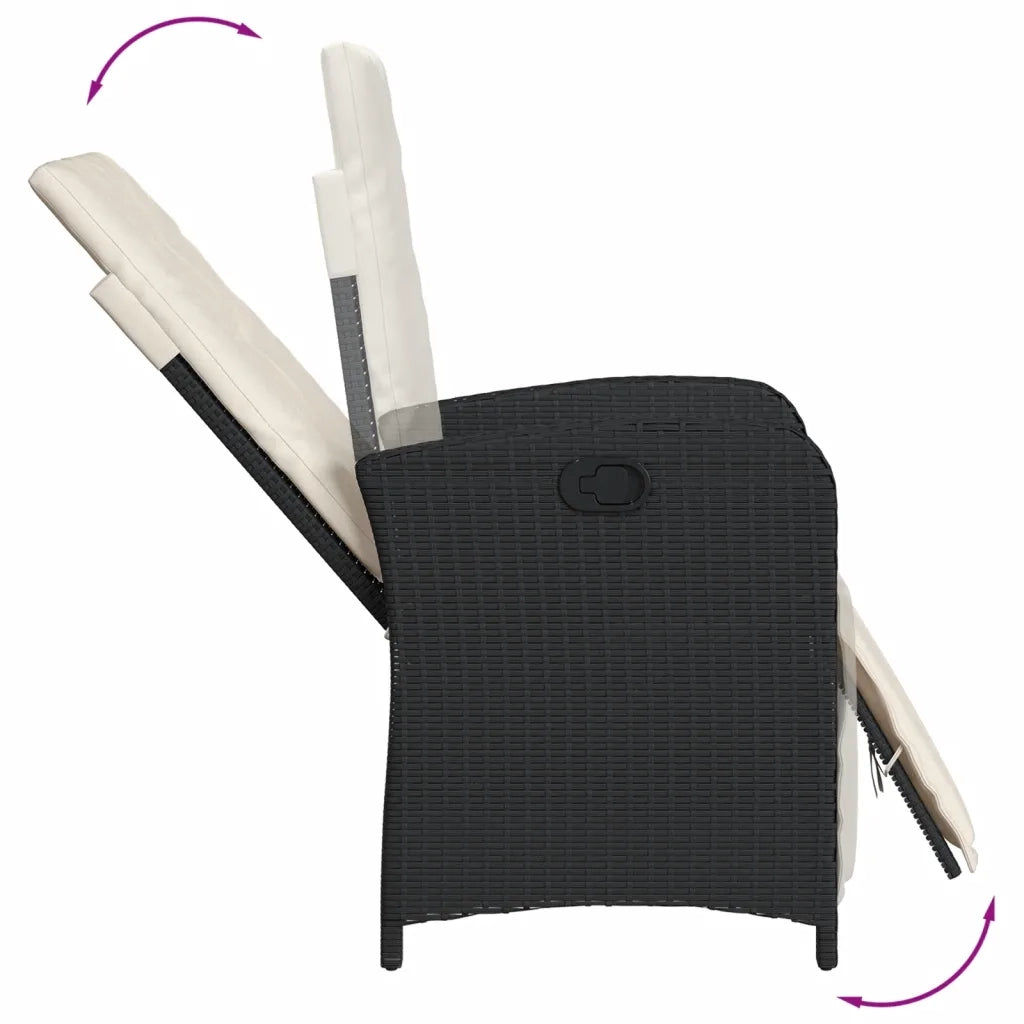 Set da Pranzo da Giardino 5 pz Nero con Cuscini in Polyrattan 3212517