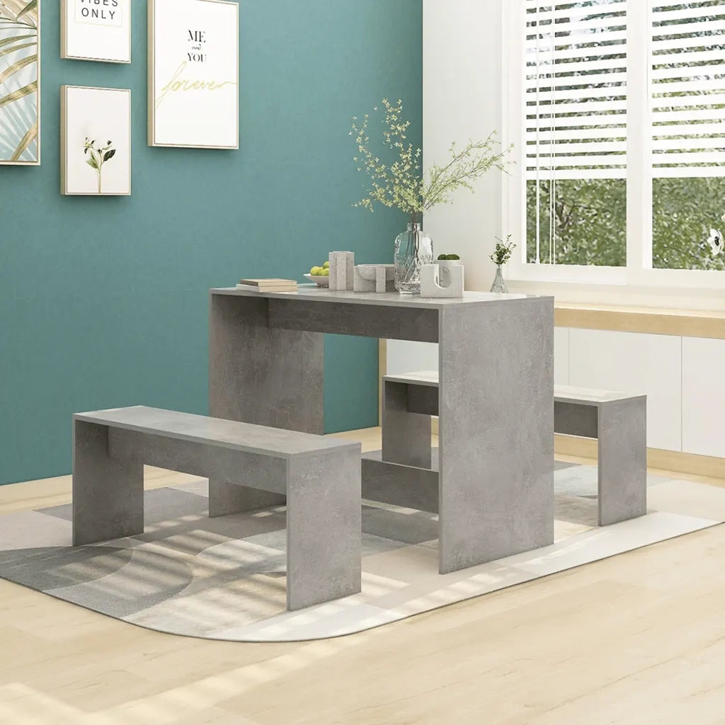 Set da Pranzo 3 Pz Grigio Cemento in Truciolato 809480