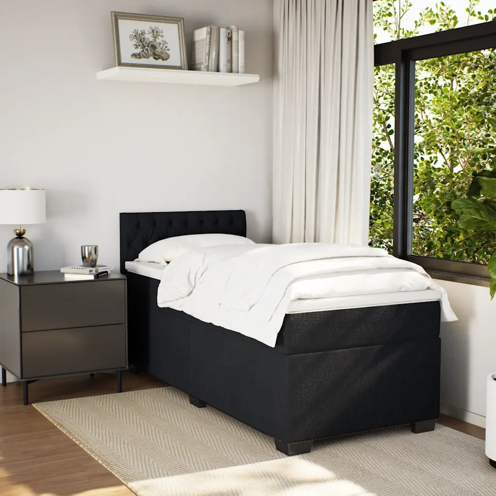 Giroletto a Molle con Materasso-Struttura Letto Nero 80x200 cm in Velluto 749831