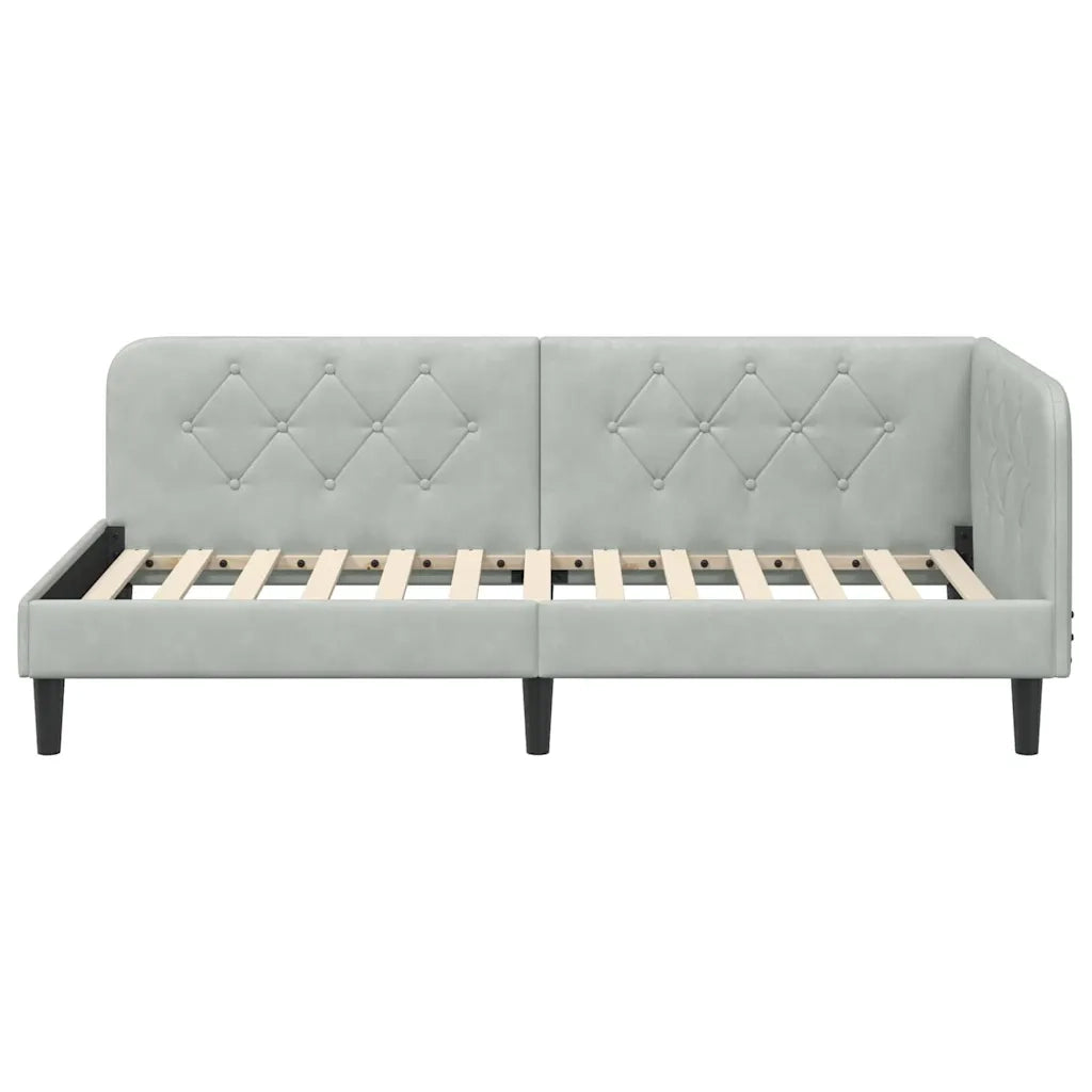 Cornice del letto ad angolo Grigio chiaro 100 x 200 cm Velluto 42016616