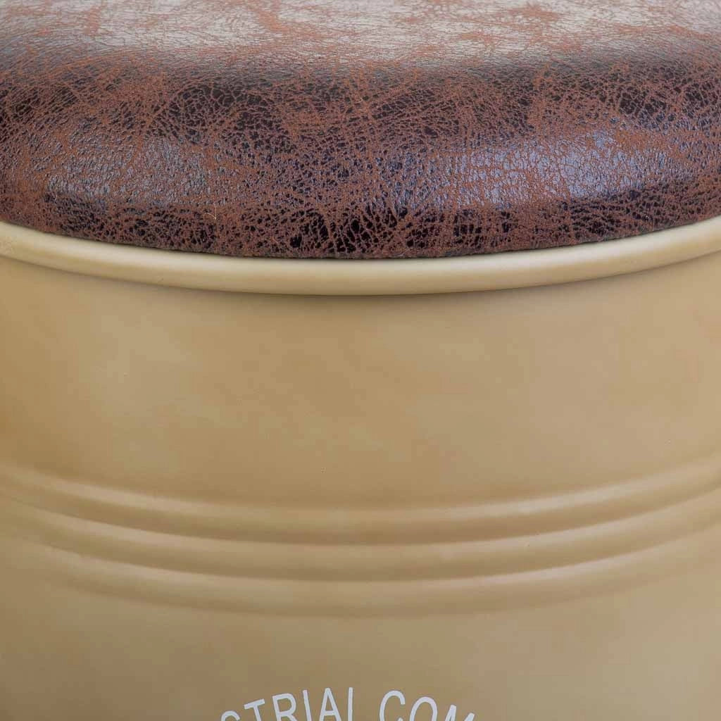 Sgabello metallo imbottito stampato beige