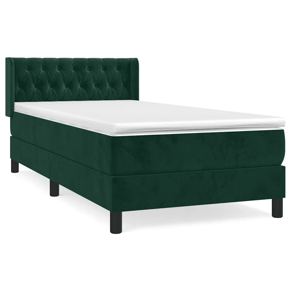 Giroletto a Molle con Materasso Verde Scuro 90x200 cm Velluto