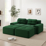 Divano Modulare a U con Ottoman ¨C Xylo ¨C Verde, Velluto a Coste, Componibile