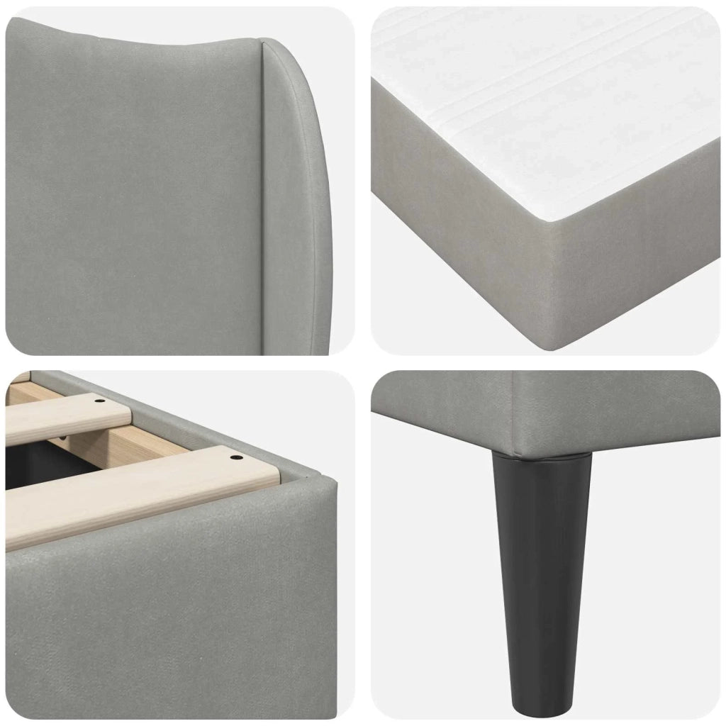 Struttura del letto-Giroletto Grigio Chiaro 100 x 200 cm Velluto 612814