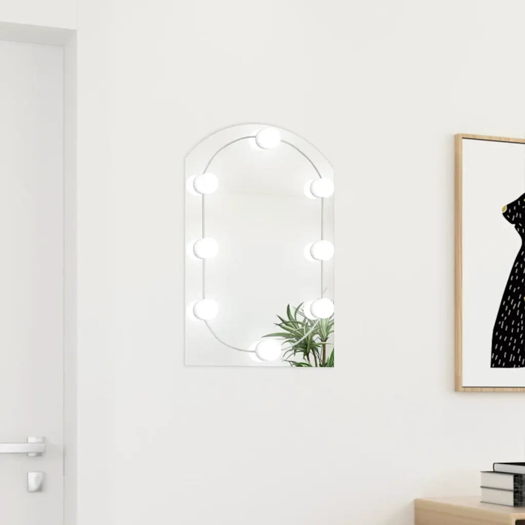 Specchio con Luci LED-Specchio decorativo 60x40 cm Forma ad Arco in Vetro
