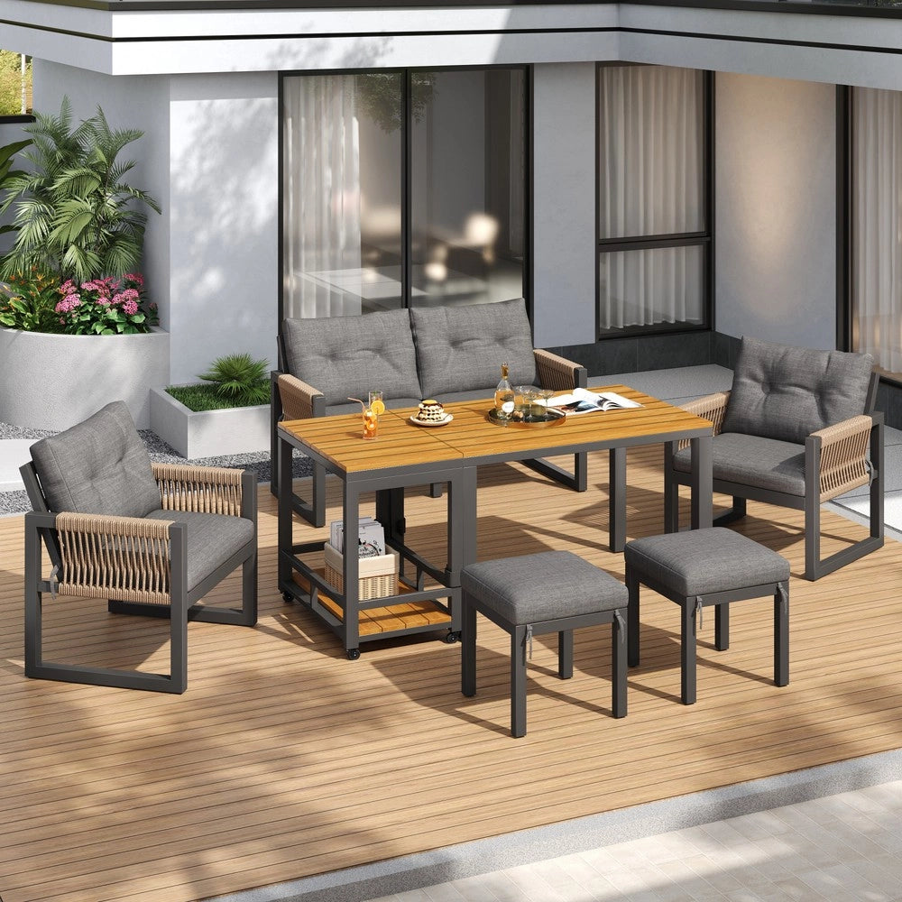 Set da esterno moderno - Zephmum- Sedute multiple tavolo multifunzionale
