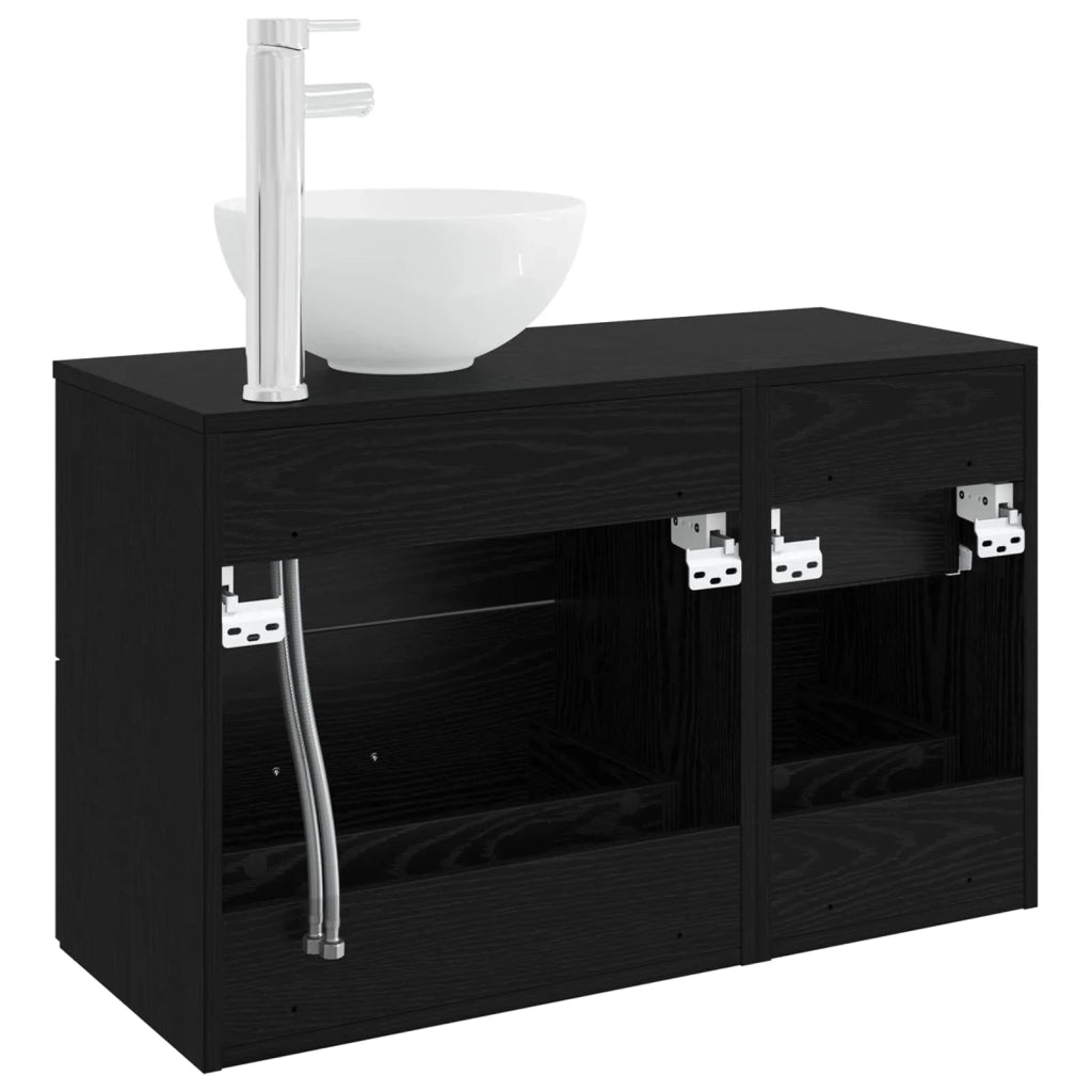 Set di mobili per il bagno 2 pcs Rovere Nero 3403953