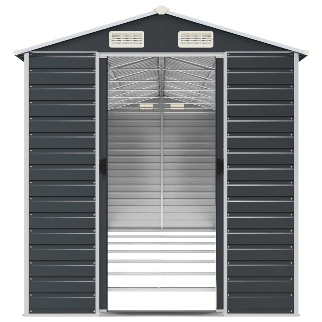 Casetta da giardino cabina ripostiglio casetta da esterno robusta casetta per attrezzi 191 x 640 x 198 cm acciaio zincato antracite 02_0022189