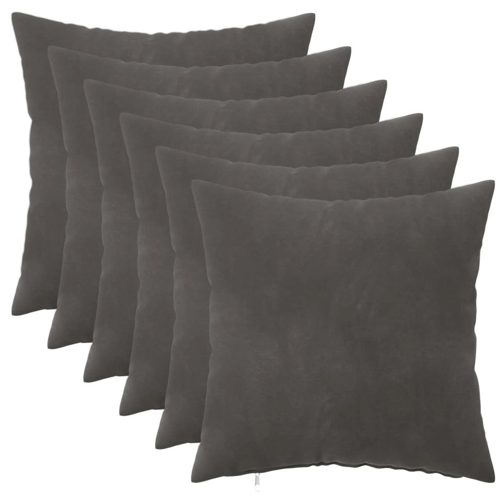 Federa 6 pcs HEERLEN Grigio Scuro 40 x 40 cm Velluto 908360