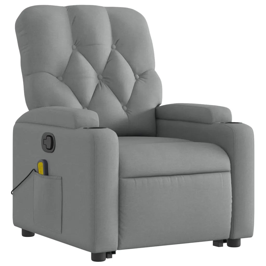 Poltrona Alzapersona Massaggi Reclinabile Grigio Chiaro Tessuto 3204722