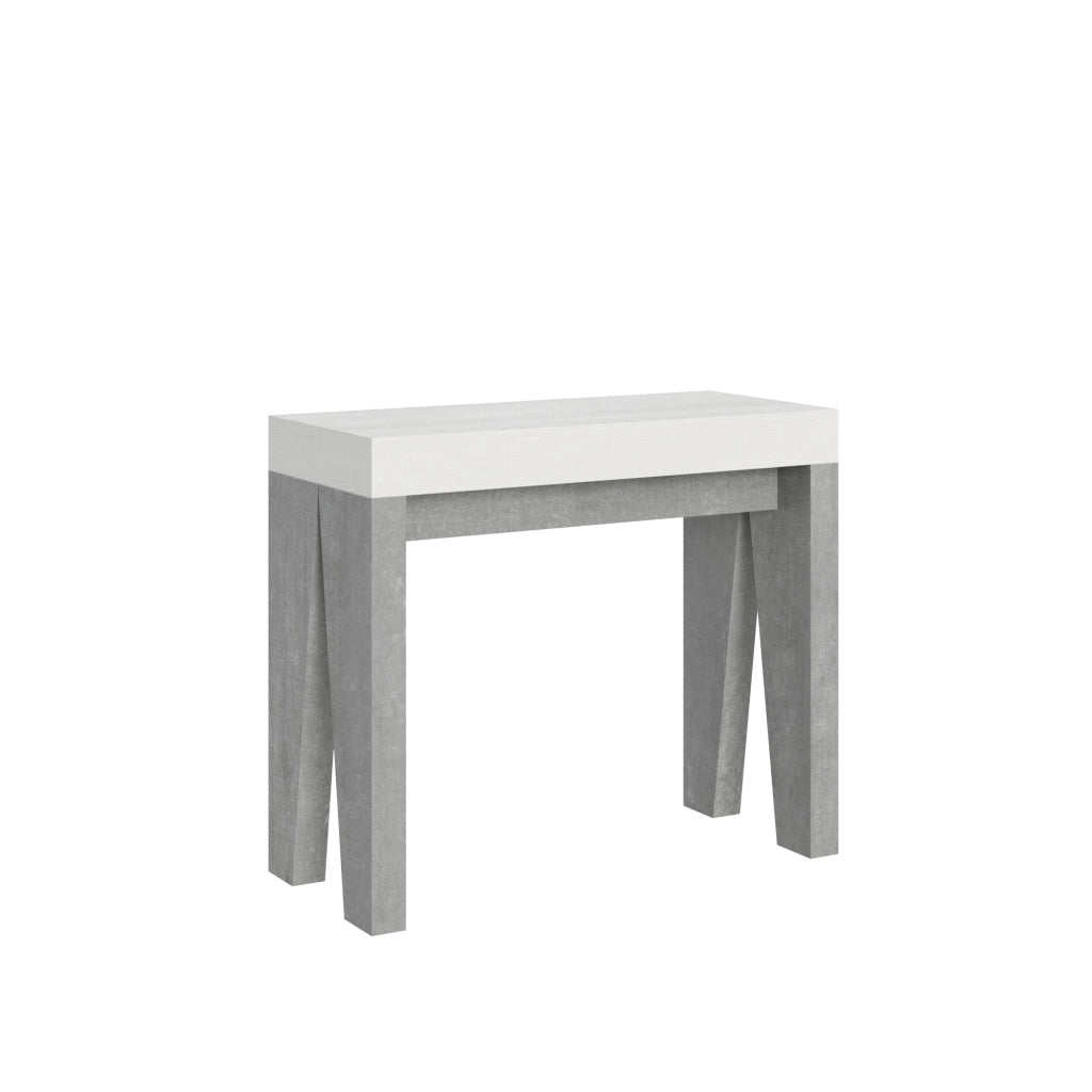 Consolle allungabile 90x40/300 cm Naxor Mix piano Bianco Frassino - struttura Cemento