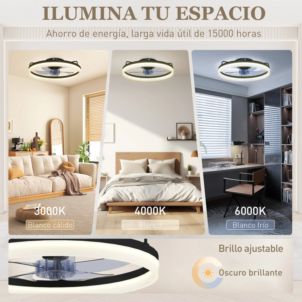 Ventilatore a Soffitto con Luce LED ¨C zephmum ¨C 40W DC Nero