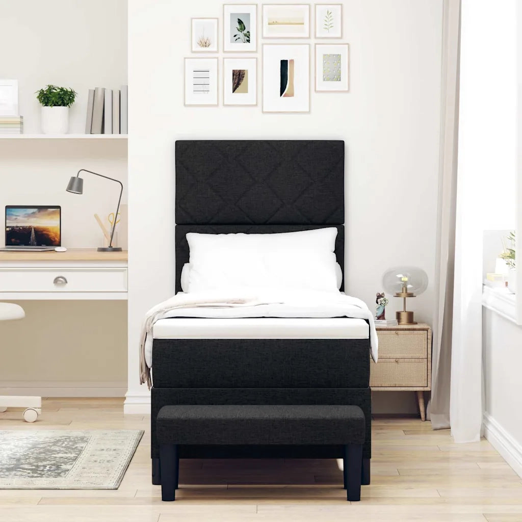 Letto a molle con materasso Nero 80 x 200 cm Tessuto