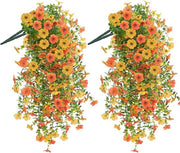 Bouquet Artificiale 6 pezzi - con Margherite e Hortensie in Tinte Giallo/Arancio Vivaci