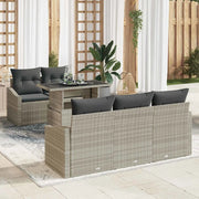 Set Divano da Giardino 6 pcs Grigio chiaro polyrattan