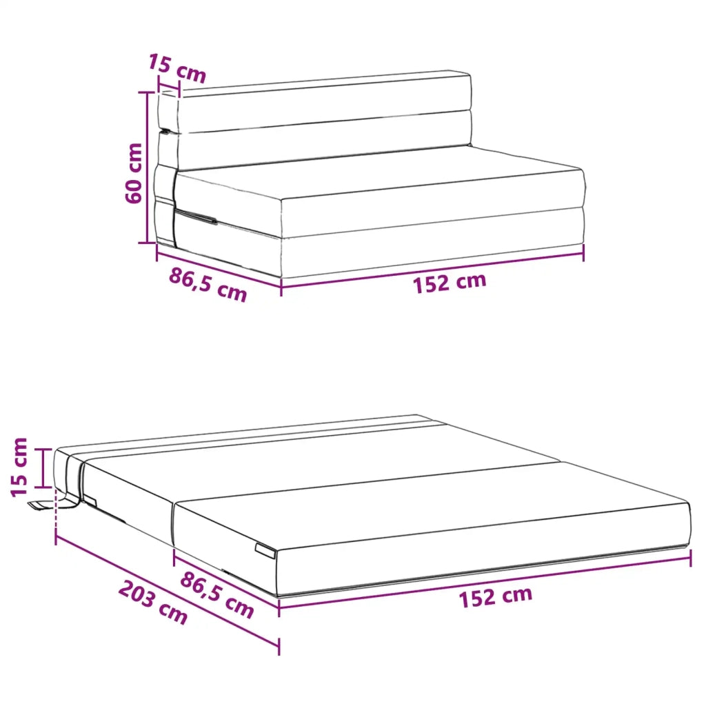 Divano letto | Sof¨¤ letto | Letto singolo Pieghevole Nero 152 x 86,5 x 60 cm Tessuto
