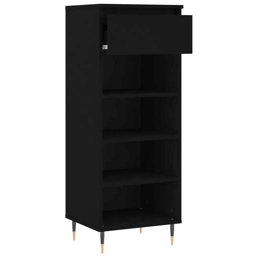 Scarpiera | Mobile per scarpe Nera 40x36x105 cm in Legno Multistrato