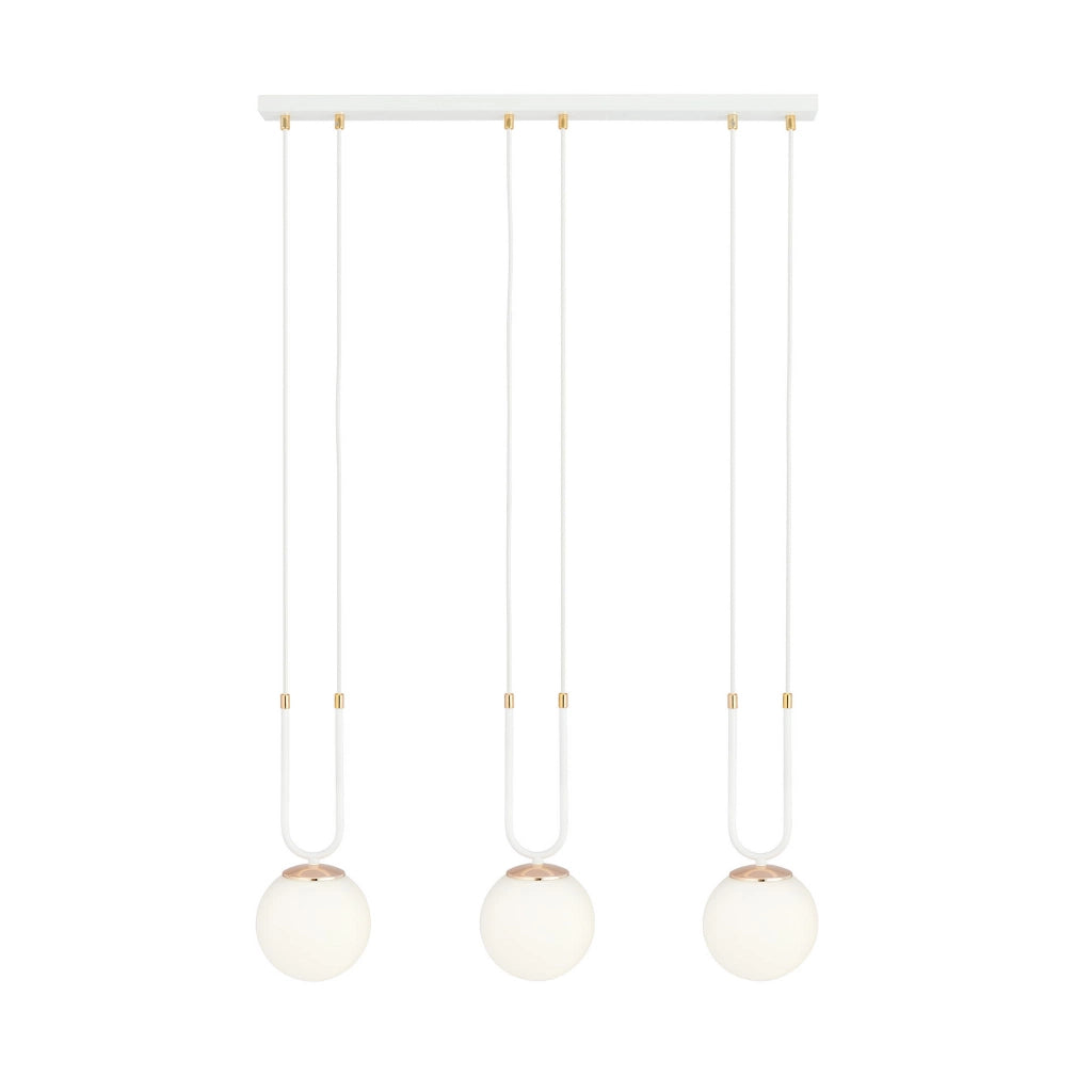 Lampadario Emibig Glam 3 luci E14 bianco oro opale