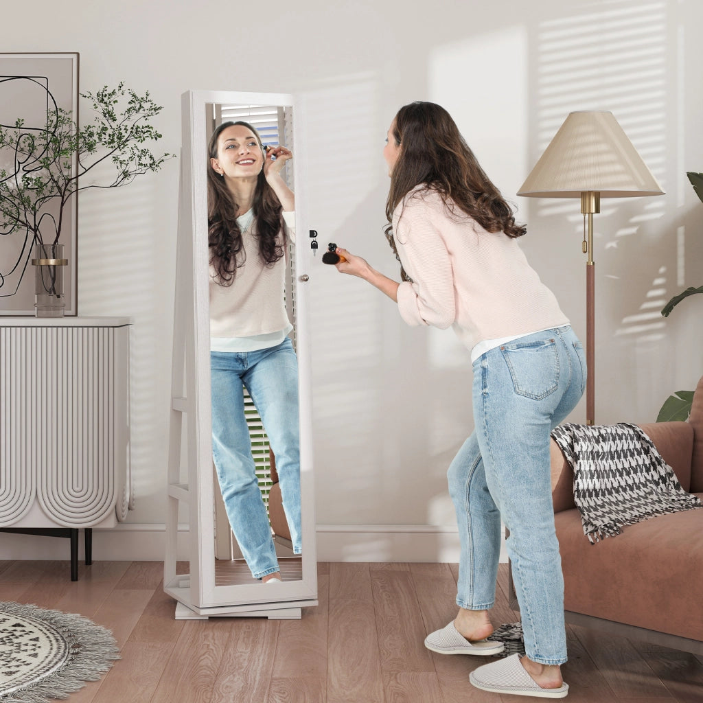 Armadio per gioielli con specchio ¨C Minimal ¨C in legno bianco
