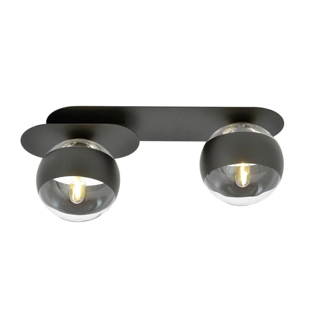 Plafoniera Emibig Plaza 2 luci E14 nera trasparente