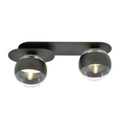 Plafoniera Emibig Plaza 2 luci E14 nera trasparente