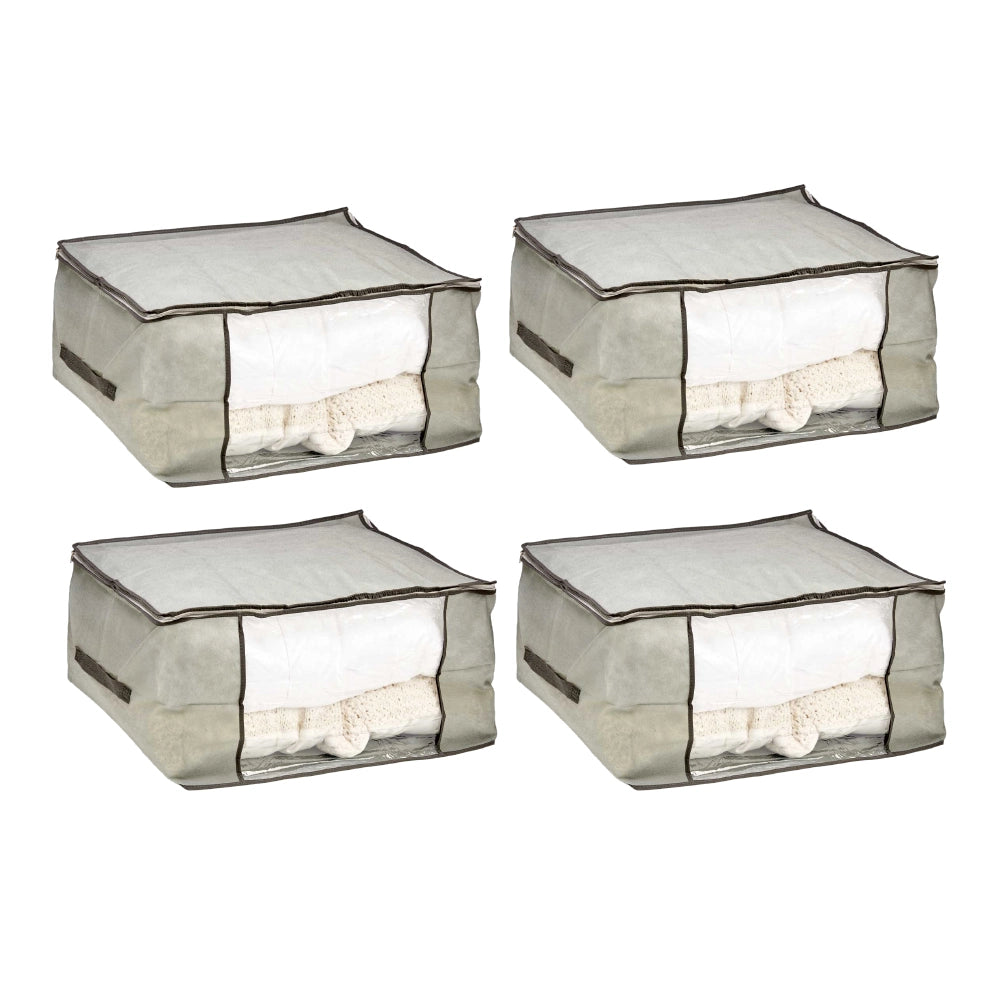 Scatole Kit 4pz Contenitori Indumenti Piumoni Vestiti Organizer Armadio 60x45x30