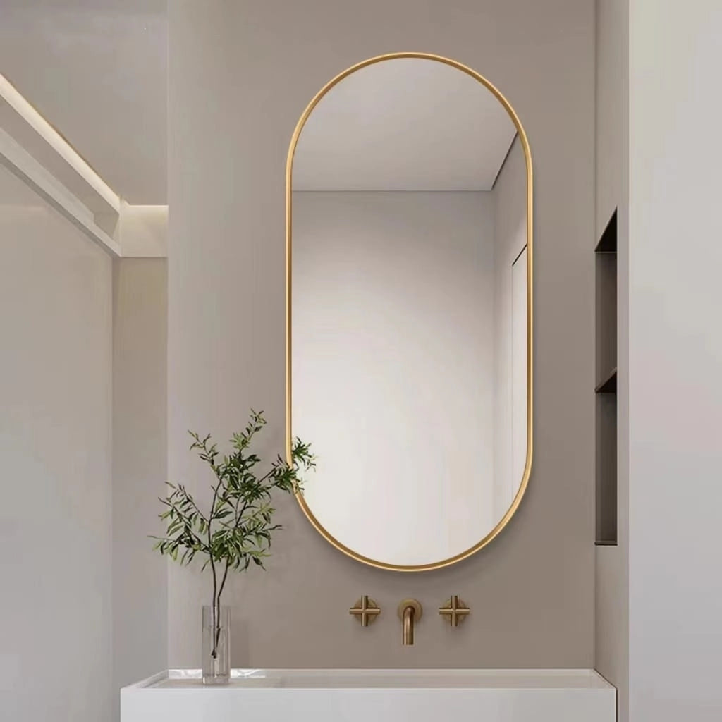 SPECCHIO OVALE Valora 80x40cm Cornice Oro Stile Loft
