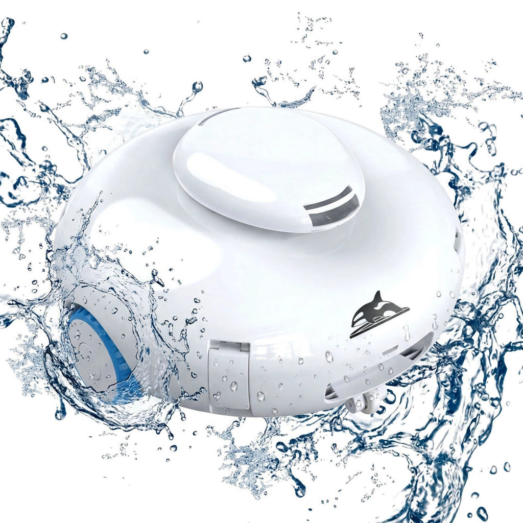 Robot pulitore per piscine, autonomia di 120 minuti, in grado di arrampicarsi sulle pareti della piscina, potente aspirazione, parcheggio automatico.