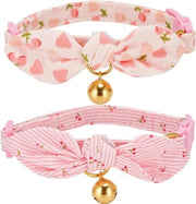 Collare per gatto morbido in cotone - Set da 2 - Rosa - Cotone - Per gatti