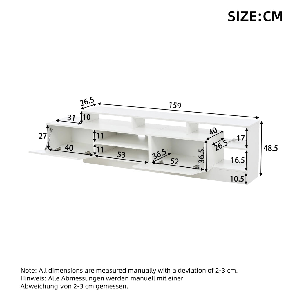Mobile TV con LED ¨C MINIMAL ¨C Bianco Lucido, 190x40x48.5 cm