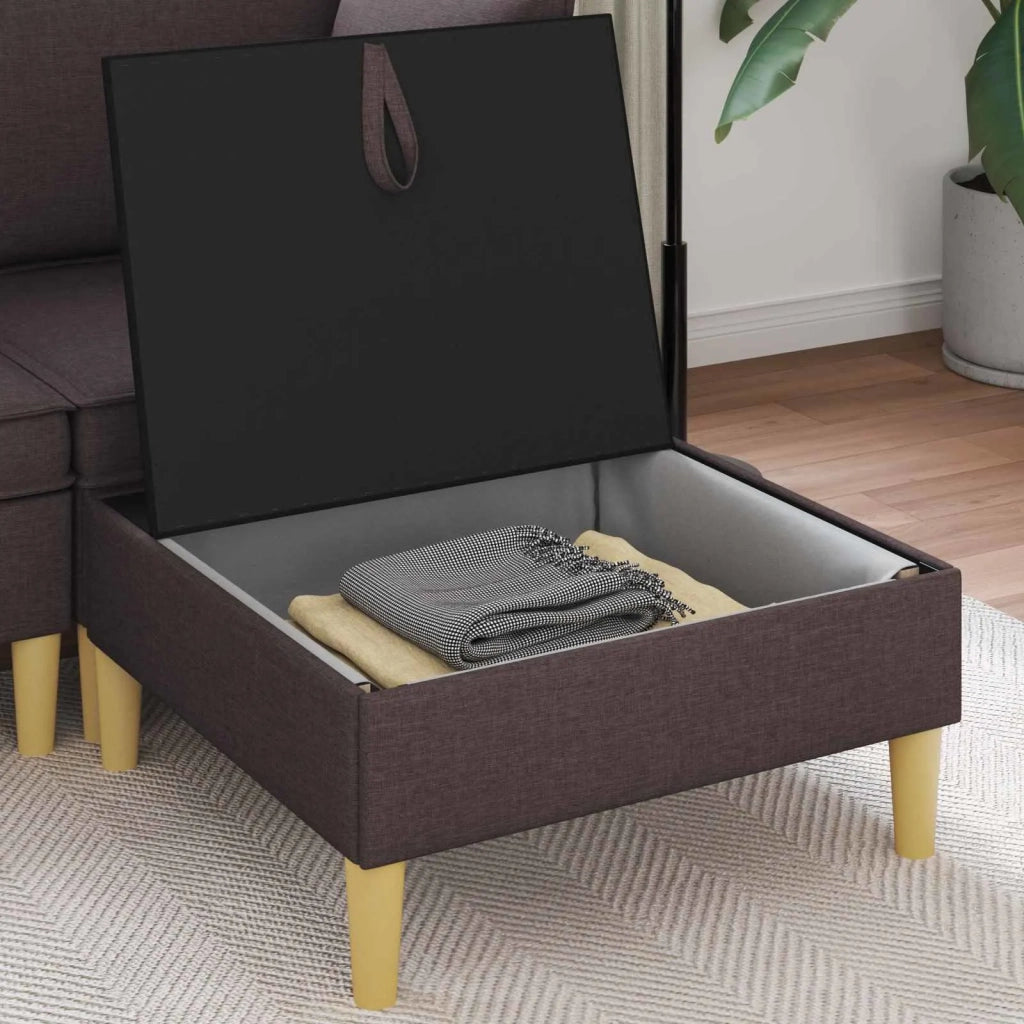 Pouf con Storage Marrone Scuro Tessuto 42027126