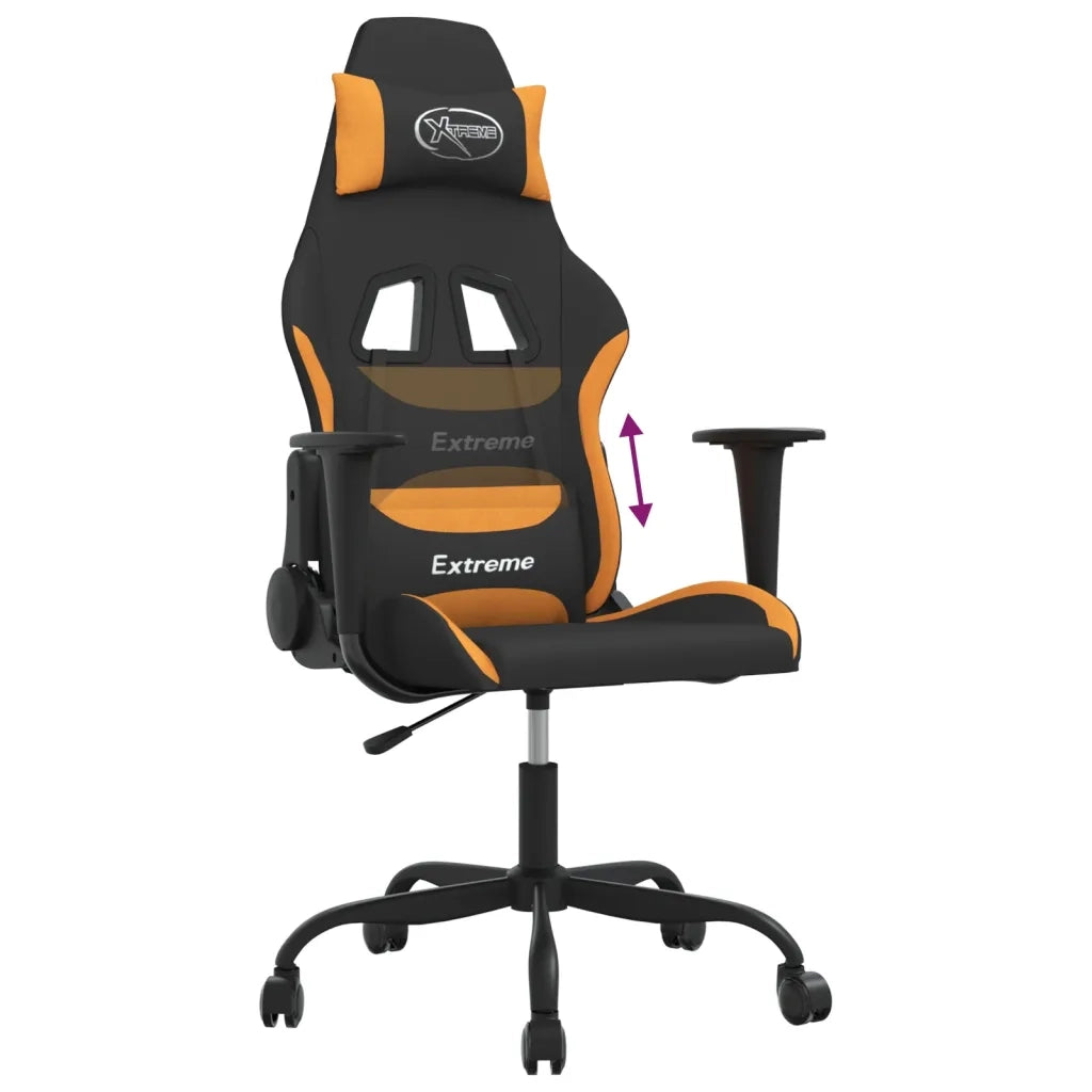 Sedia da Gaming Nero e Arancione in Tessuto 3143716