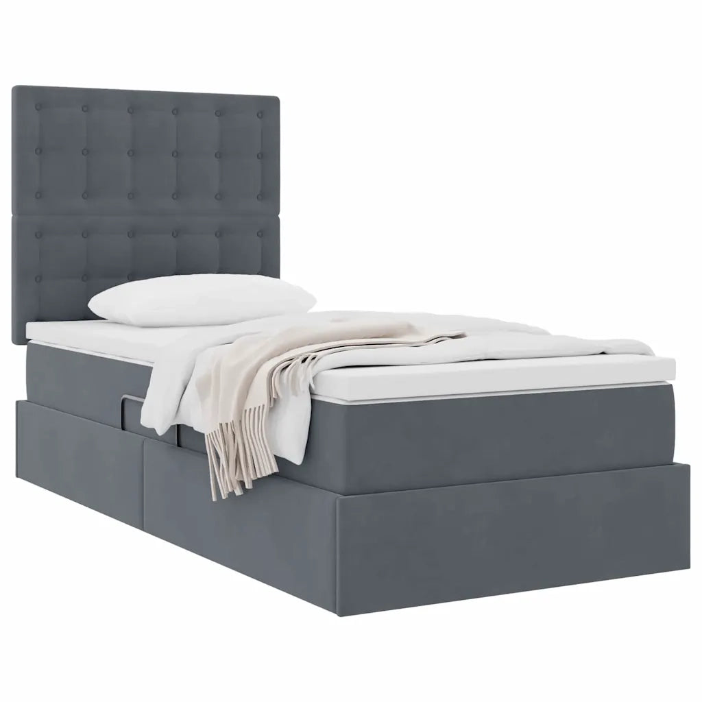Letto con contenitore e materasso Grigio scuro 90 x 200 cm 3372124