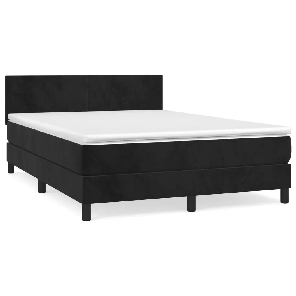 Giroletto a Molle con Materasso Nero 140x190 cm in Velluto 3141181