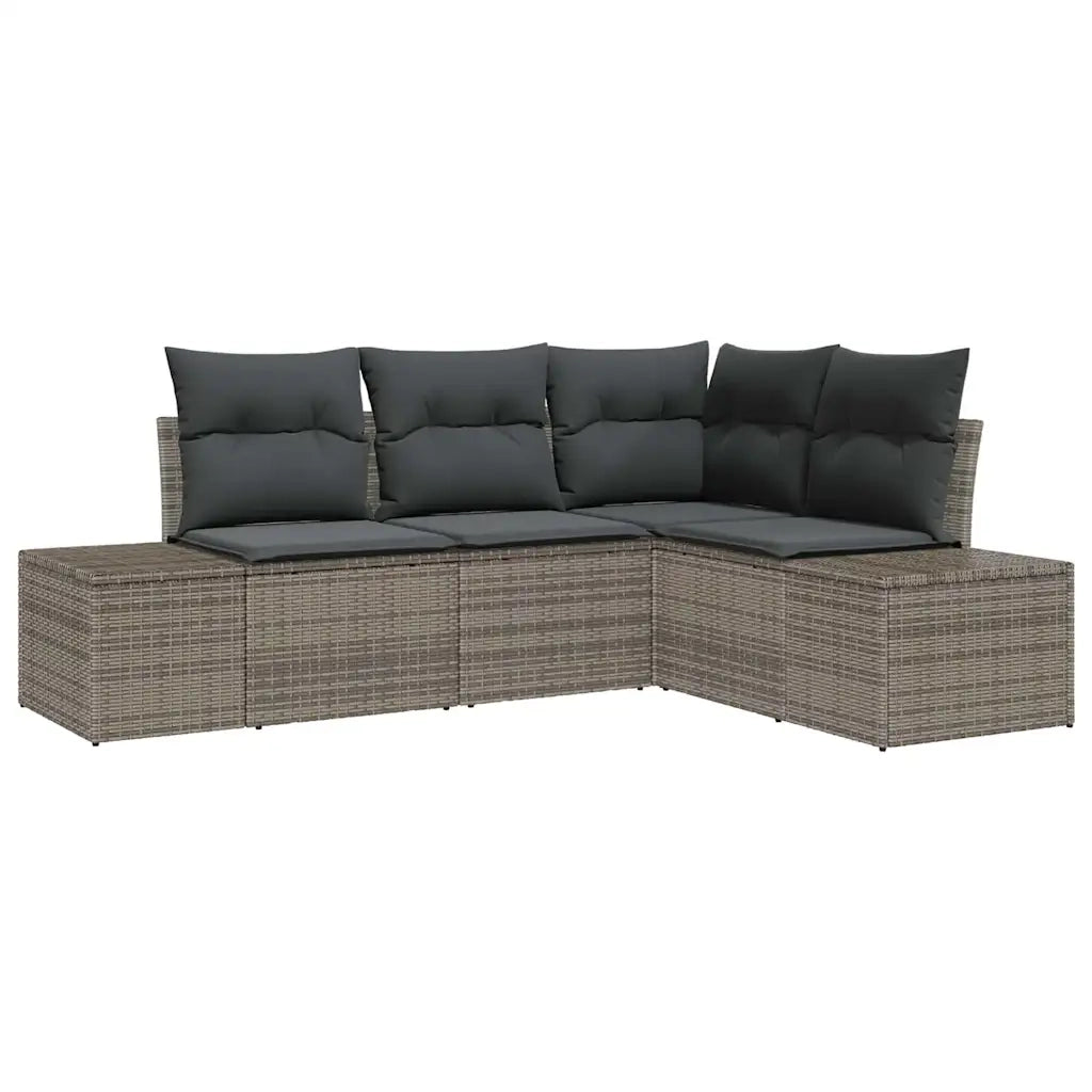 Set Divano da Giardino 4 pcs Grigio polyrattan