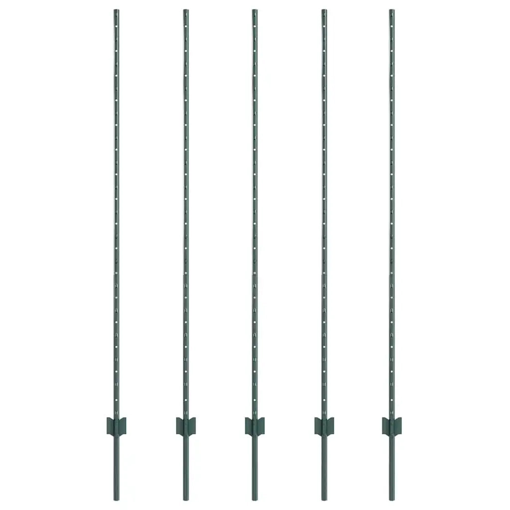 Palo della recinzione 5 pcs Verde 150 cm Acciaio 42006270