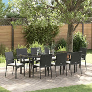 Set da Pranzo per Giardino con cuscino 9 pcs Nero polyrattan 3380084