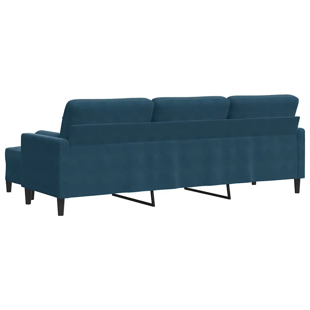 Divano a 3 Posti con Poggiapiedi Blu 210cm in Velluto 3278286