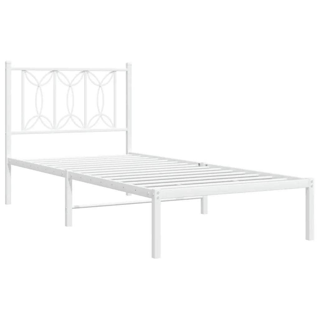 Giroletto senza Materaso con Testiera Metallo Bianco 75x190 cm 376167