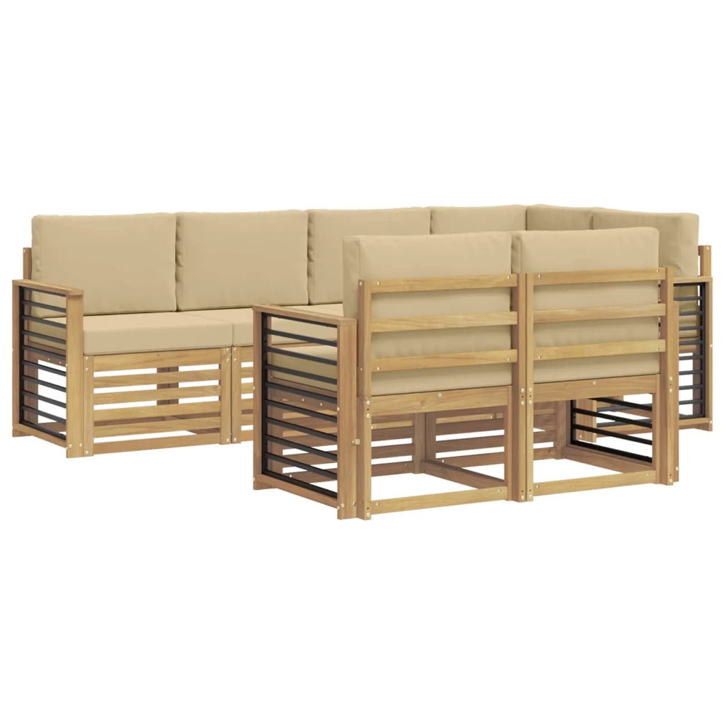 Set di divani da esterno 7 pcs Bianco e Beige 3392008